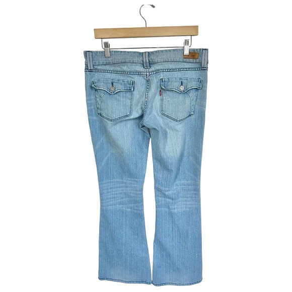 Levi's Retro 70's 423 Flare Jeans Low Rise White Washed Zip 2 Button Size 11/30 - Picture 2 of 14